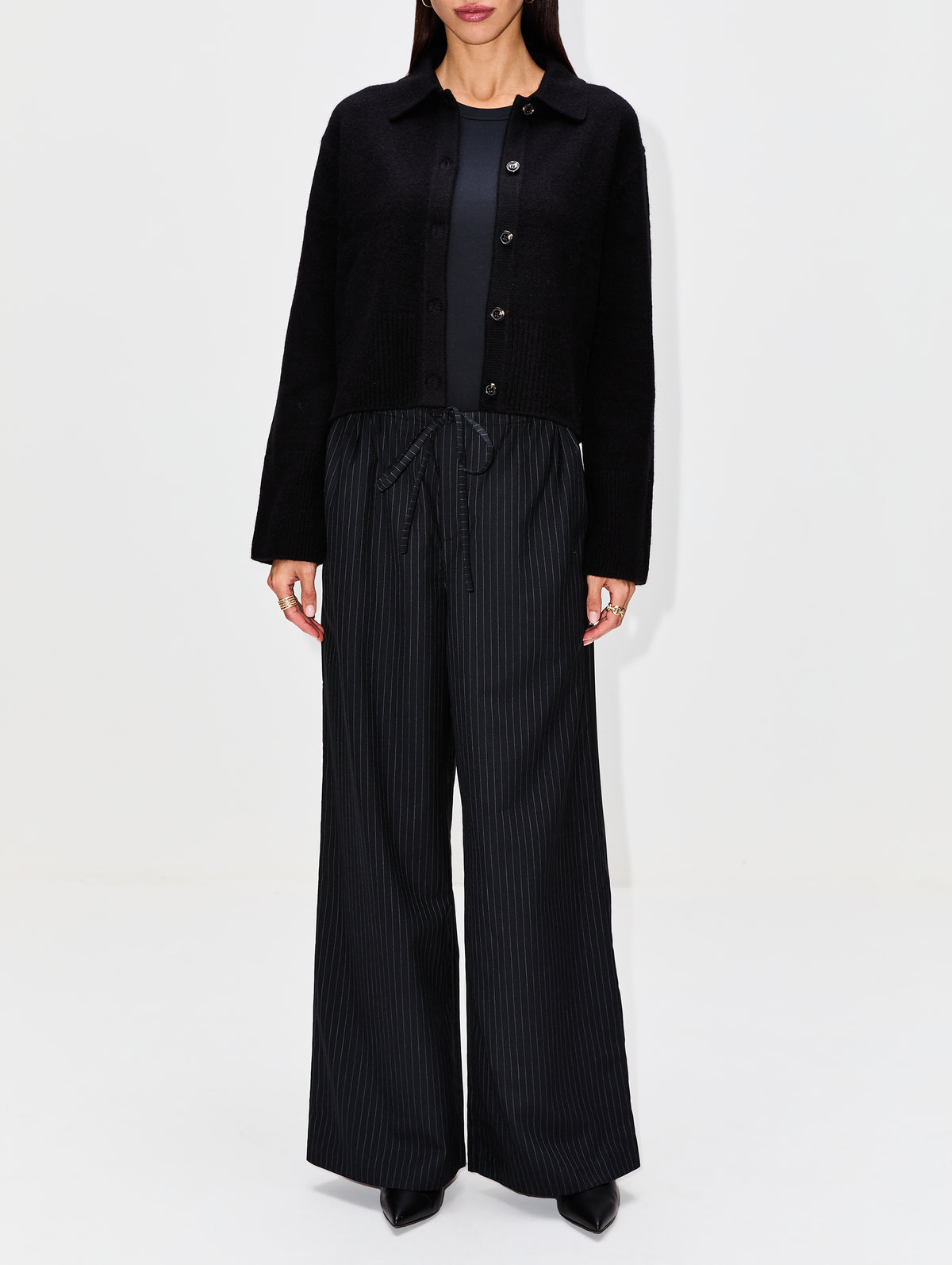 Anniversary Cardigan,ELYSEWALKER LABEL,BLACK,Image 5