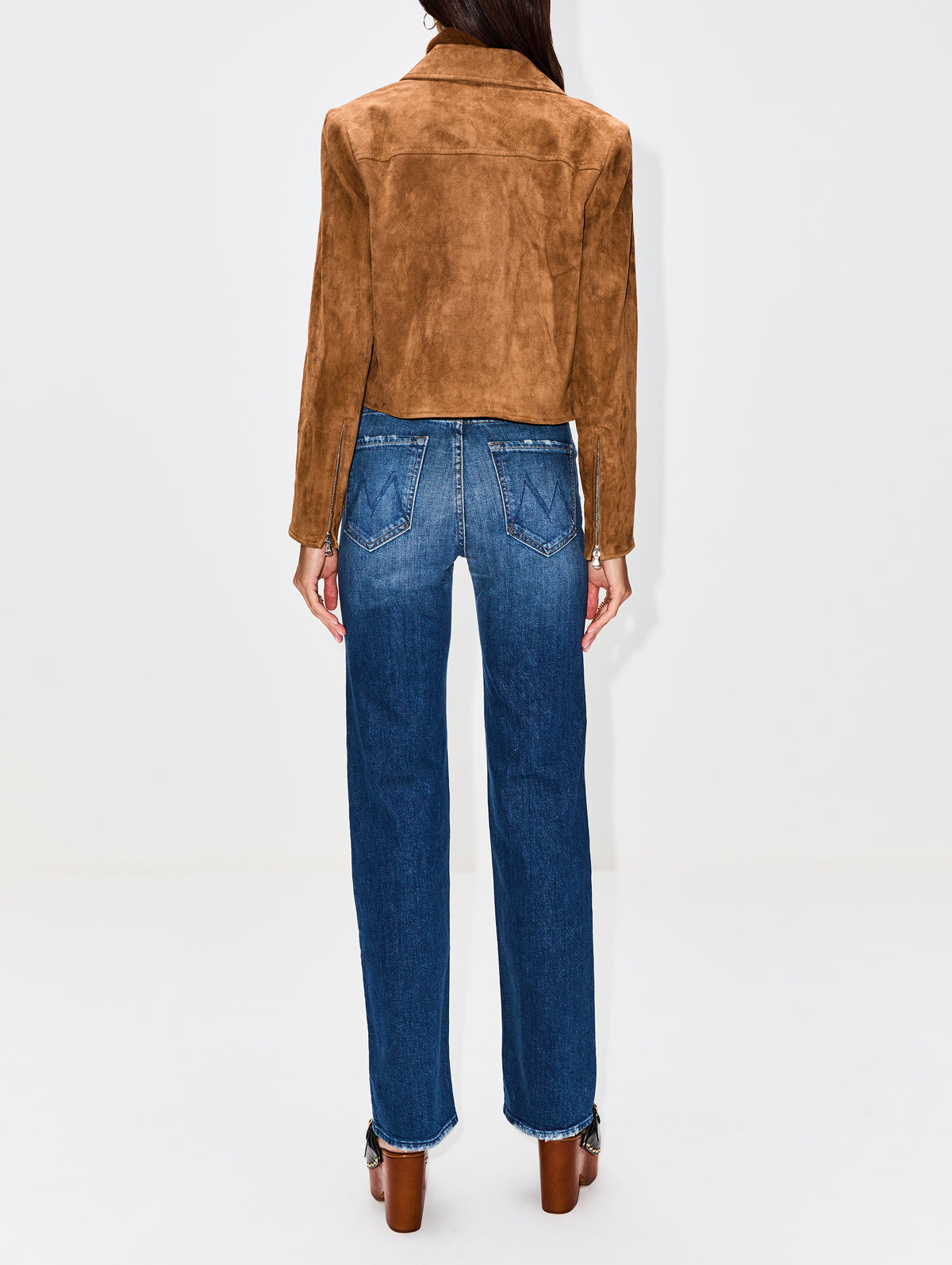 Stretch Leather Jacket,SUSAN BENDER,CAFE,Image 3