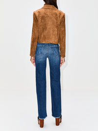 Stretch Leather Jacket,SUSAN BENDER,CAFE,Image 3