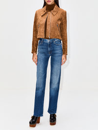 Stretch Leather Jacket,SUSAN BENDER,CAFE,Image 2
