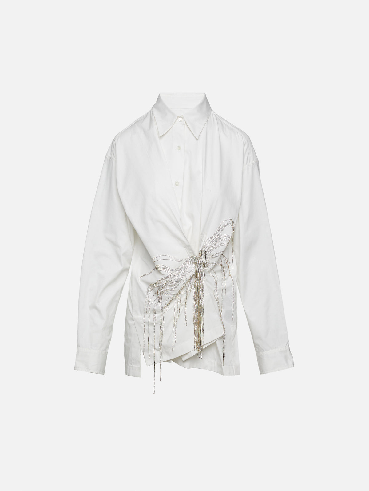 Clicks Wrap Waist Blouse,DRIES VAN NOTEN,OFF WHITE,Image 1