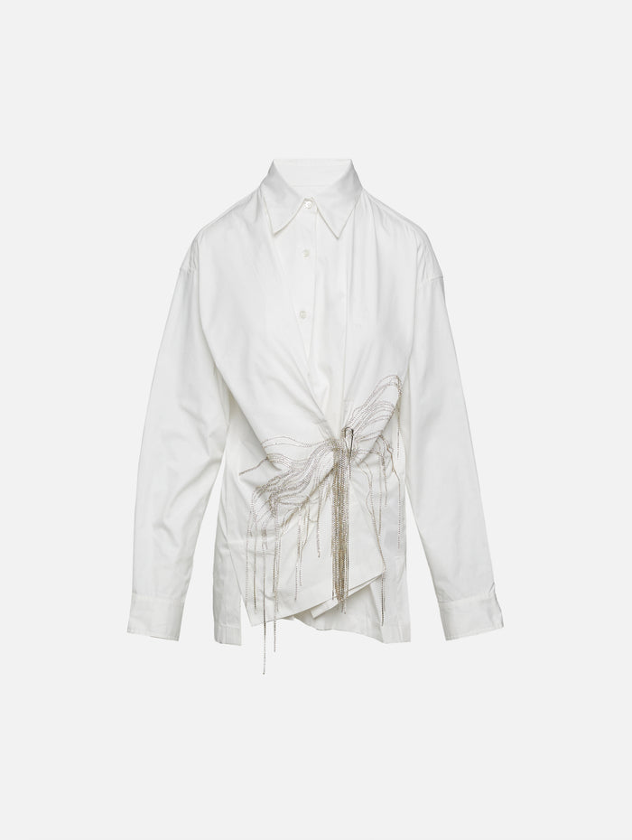 Clicks Wrap Waist Blouse,DRIES VAN NOTEN,OFF WHITE,Image 1
