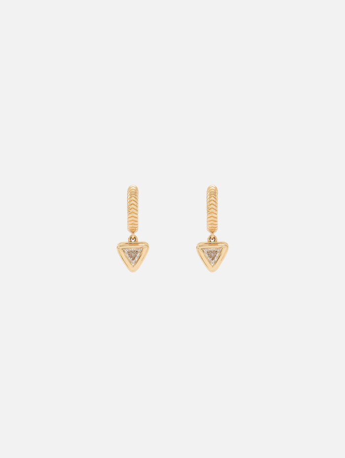 Diamond Trillion Drop Huggies,HARWELL GODFREY,YELLOW GOLD,Image 1