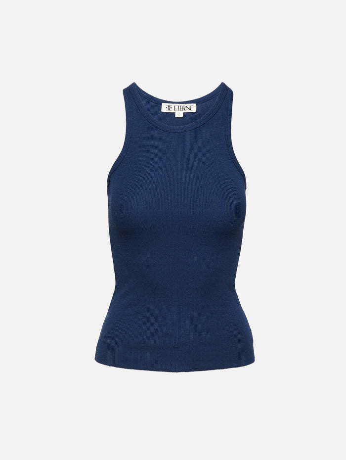 High Neck Fitted Tank,ÉTERNE,NAVY,Image 1