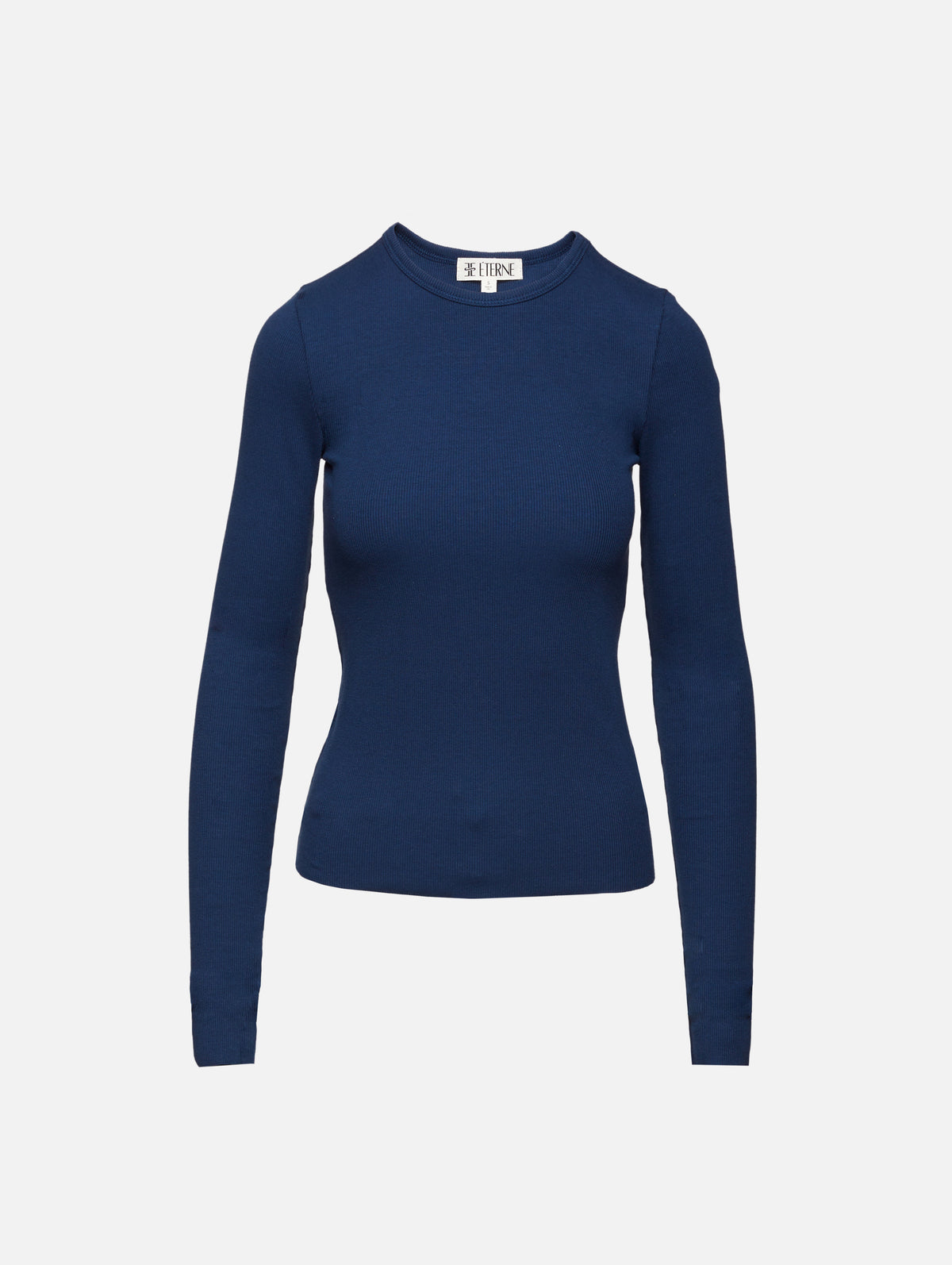 Long Sleeve Fitted Top,ÉTERNE,NAVY,Image 1
