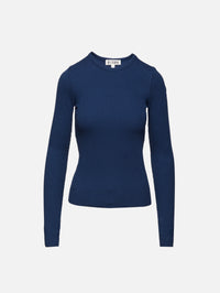 Long Sleeve Fitted Top,ÉTERNE,NAVY,Image 1