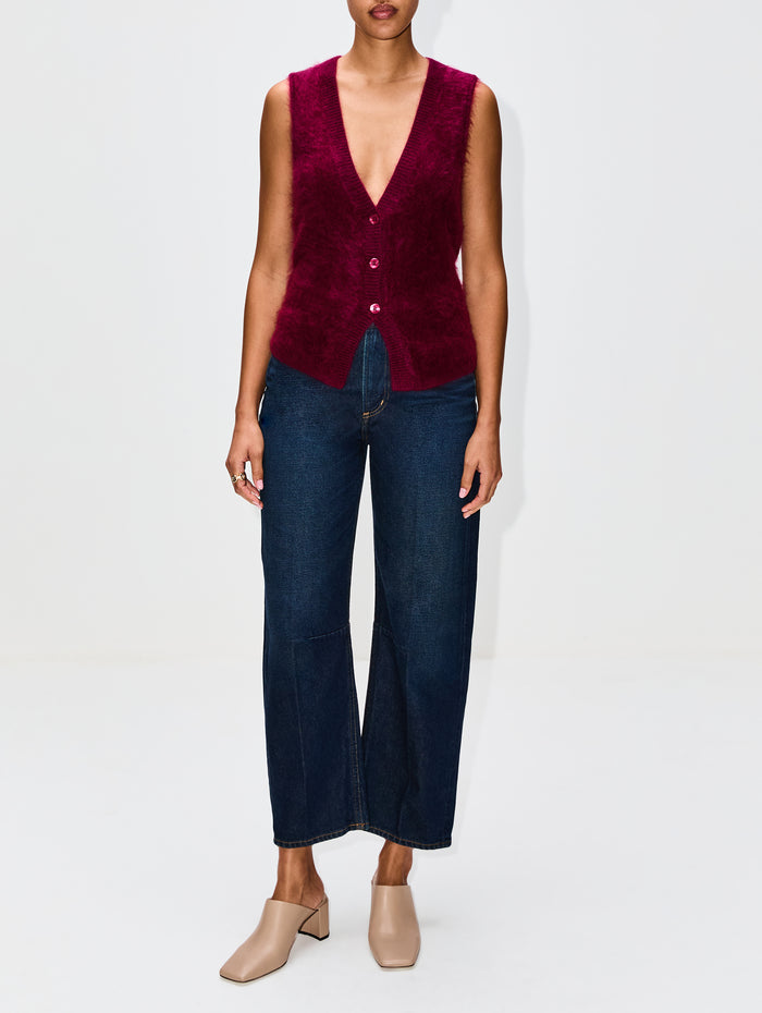 Fluffy Luxury Top,DOROTHEE SCHUMACHER,BURGUNDY,Image 1