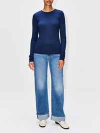 Long Sleeve Fitted Top,ÉTERNE,NAVY,Image 2