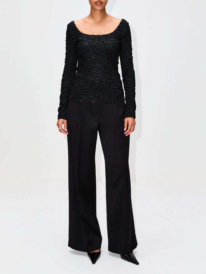 Round Neck Long Sleeve Top,GIVENCHY,BLACK,Image 1