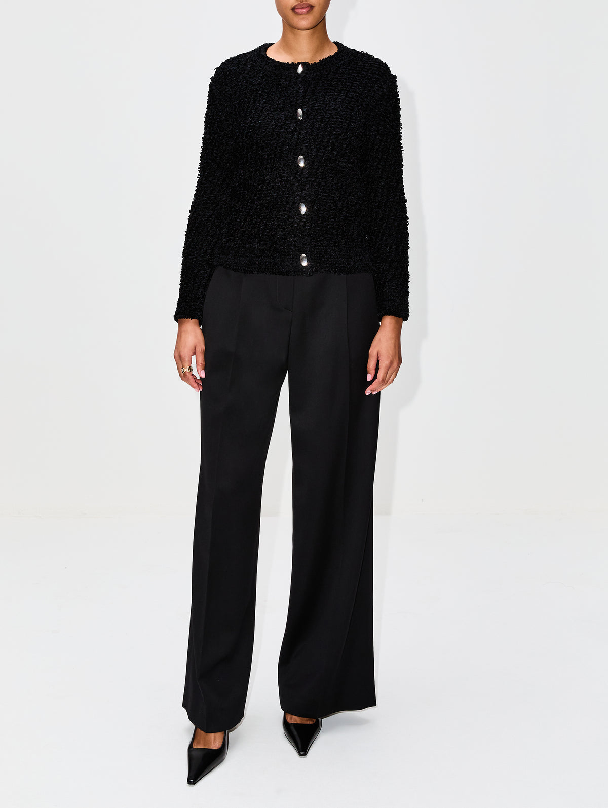 Crewneck Cardigan,GIVENCHY,BLACK,Image 2