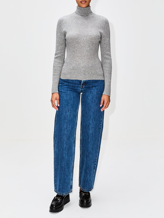 Delicash Turtleneck Top,THE ELDER STATESMAN,LIGHT GREY,Image 1