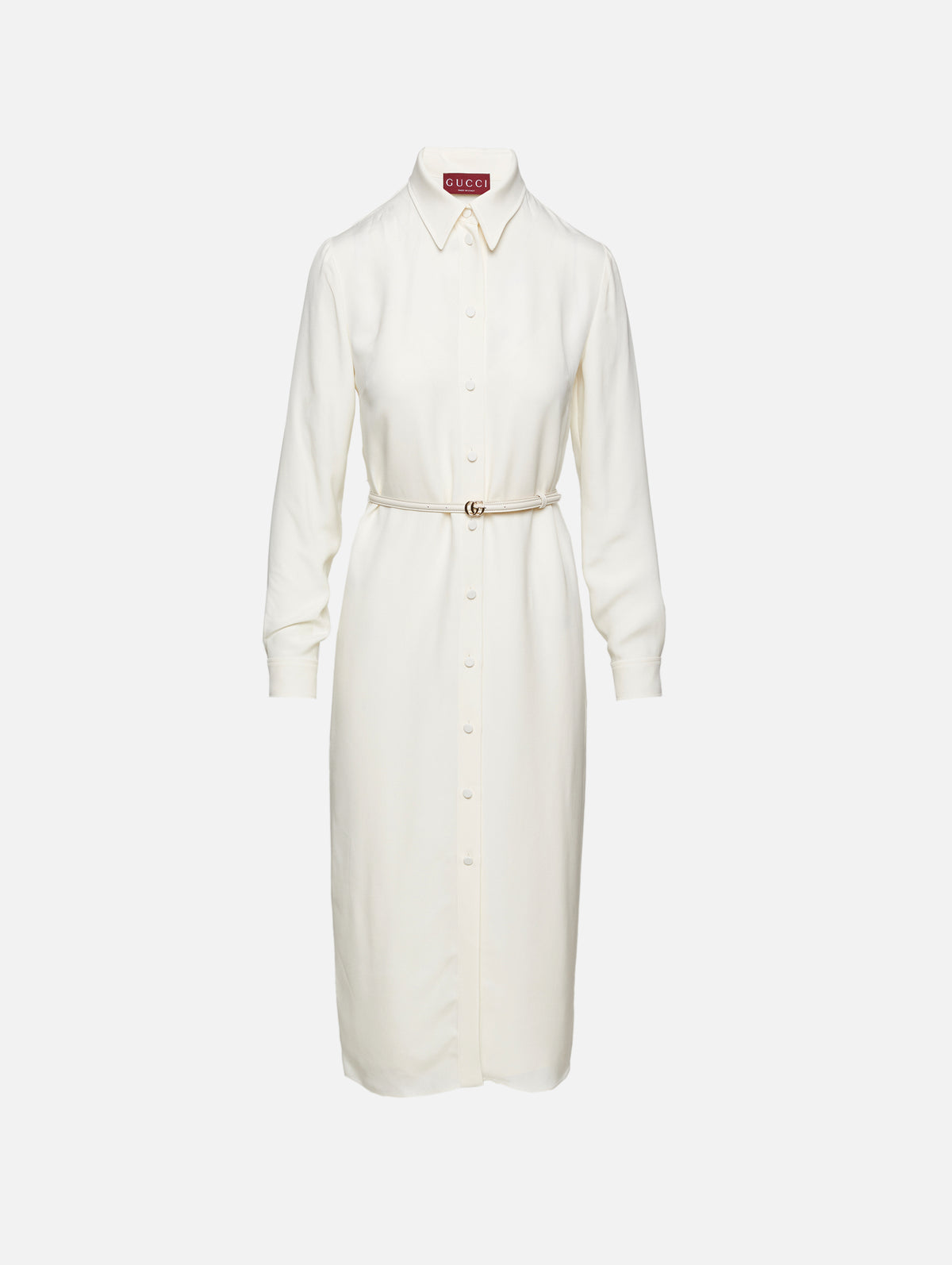 Belted Button Up Dress,GUCCI,IVORY,Image 1