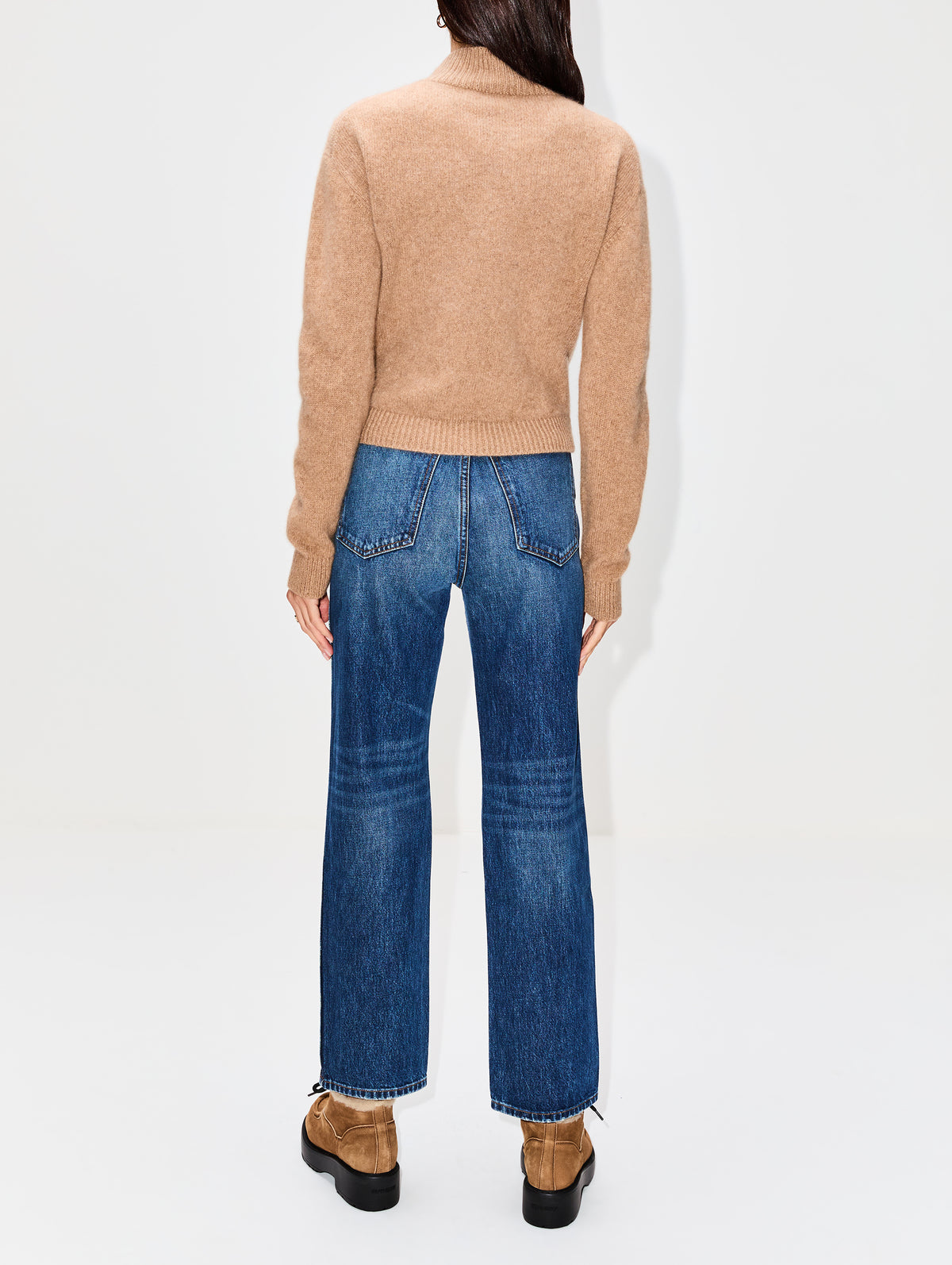 Half Zip Sweater,THE ELDER STATESMAN,CAMEL,Image 6