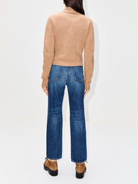 Half Zip Sweater,THE ELDER STATESMAN,CAMEL,Image 6