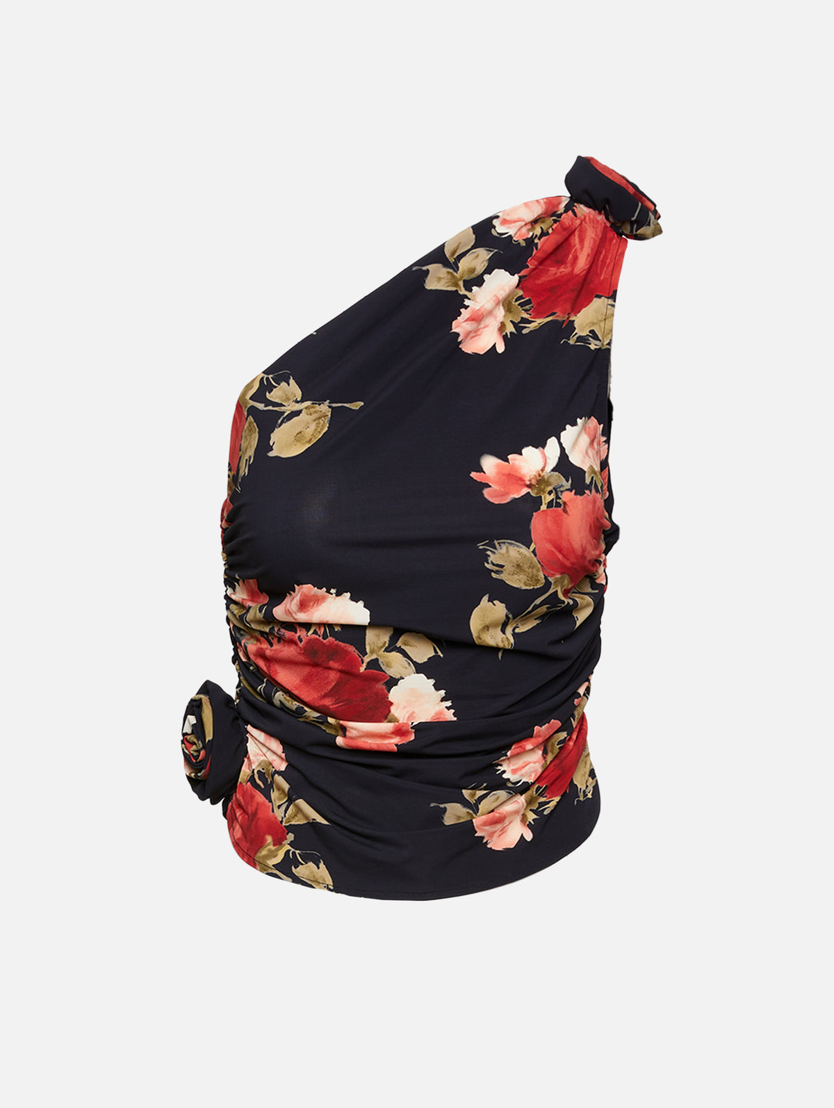 One Shoulder T Shirt,MAGDA BUTRYM,BLACK PRINT,Image 1