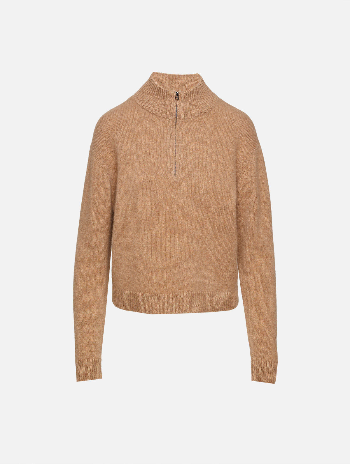 Half Zip Sweater,THE ELDER STATESMAN,CAMEL,Image 4