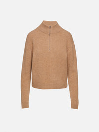 Half Zip Sweater,THE ELDER STATESMAN,CAMEL,Image 4