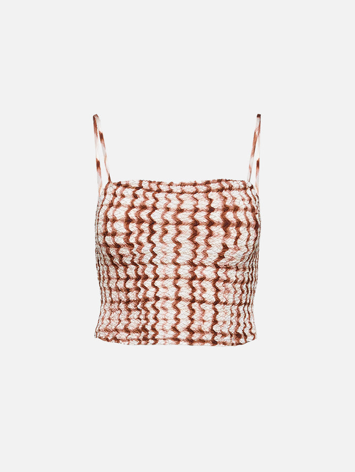 Checked Statement Top,DOROTHEE SCHUMACHER,BROWN,Image 1