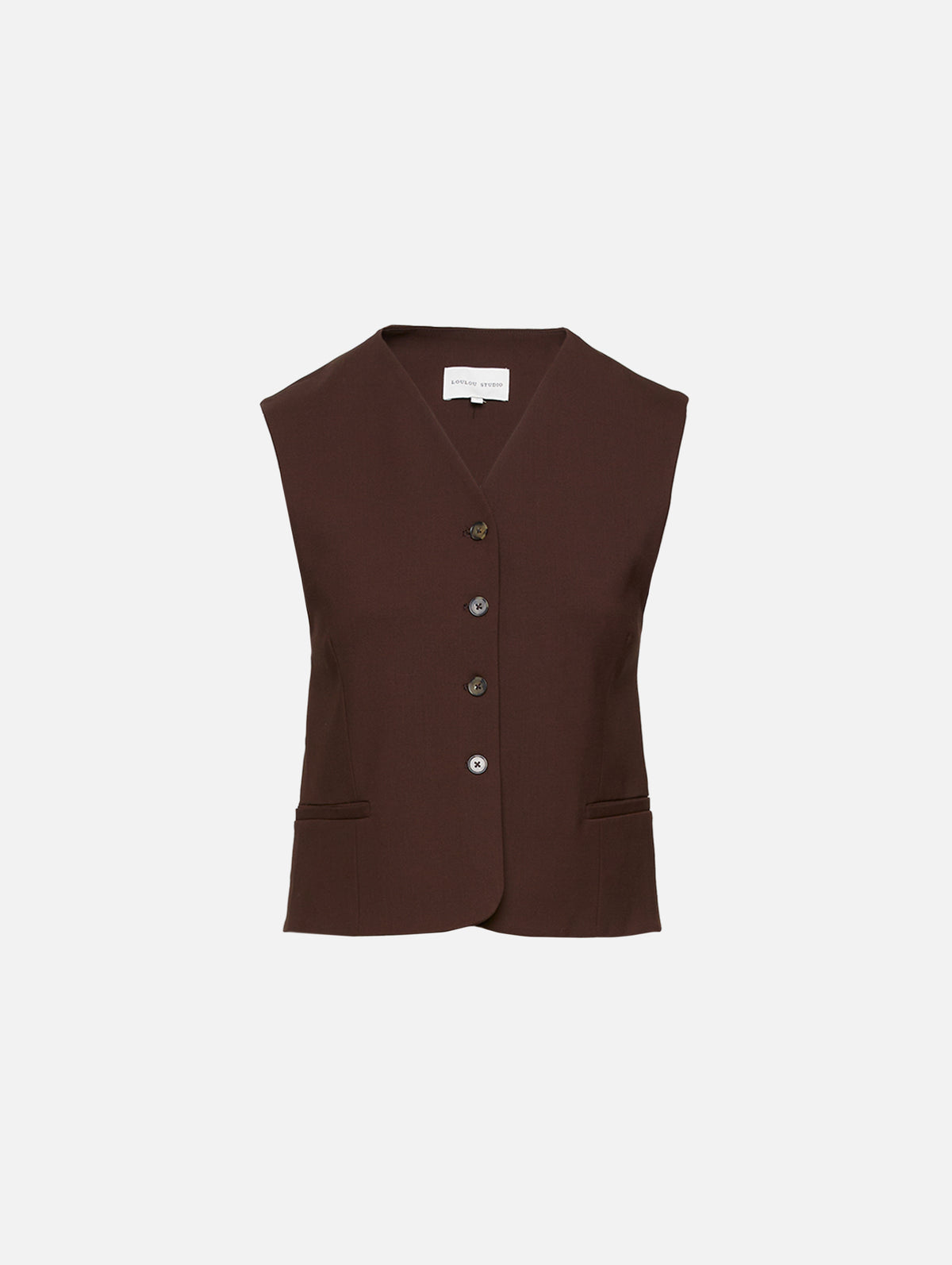 Sleeveless Vest,LOULOU DE SAISON,CHOCO,Image 1
