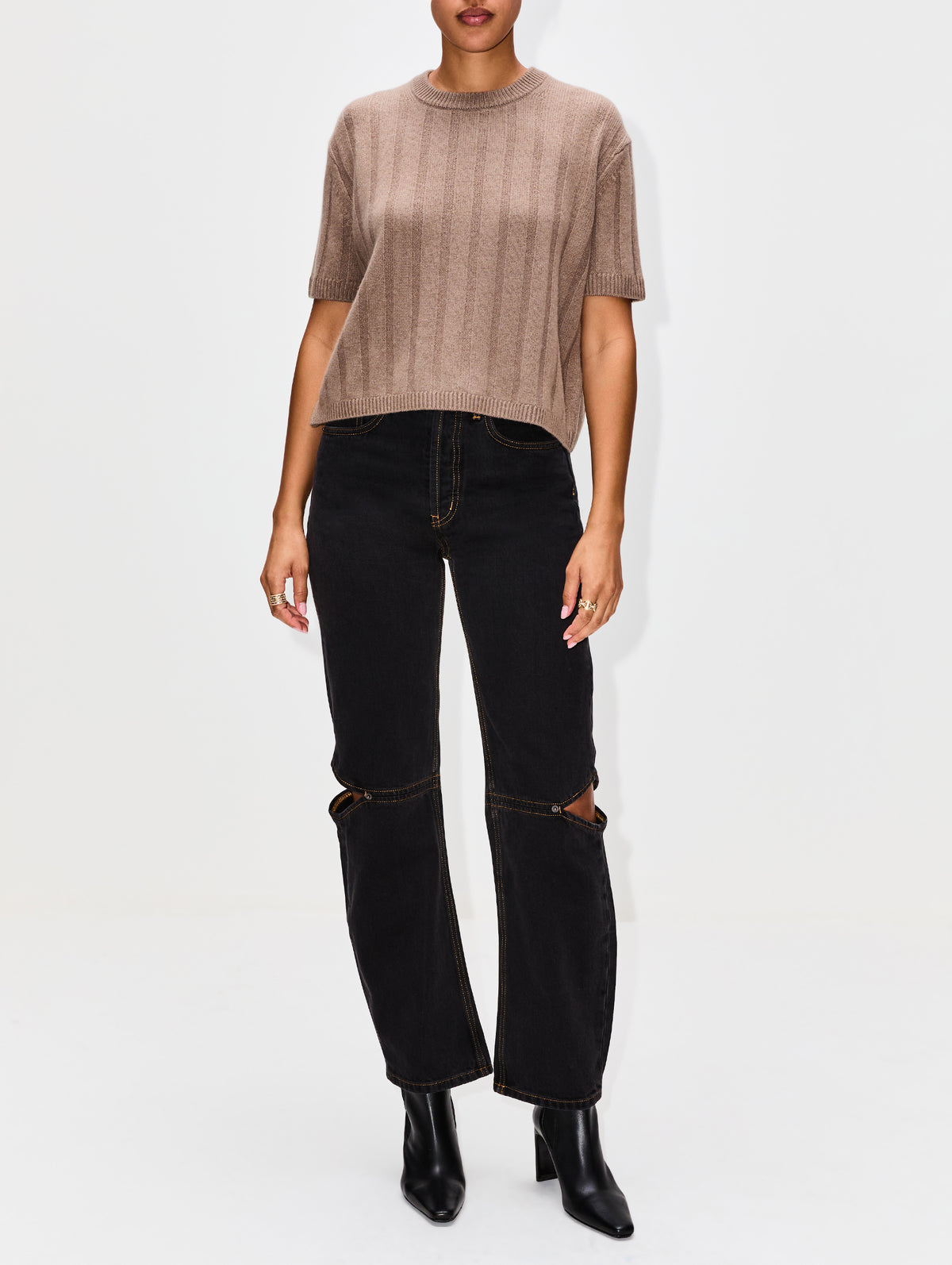 Duke Boxy Sweater,ELYSEWALKER LABEL,CACAO BROWN,Image 5
