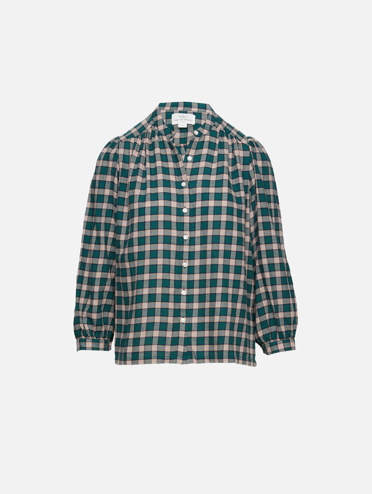 Jess Blouse,BIRDS OF PARADIS BY TROVATA,OCEANSIDE PLAID,Image 1