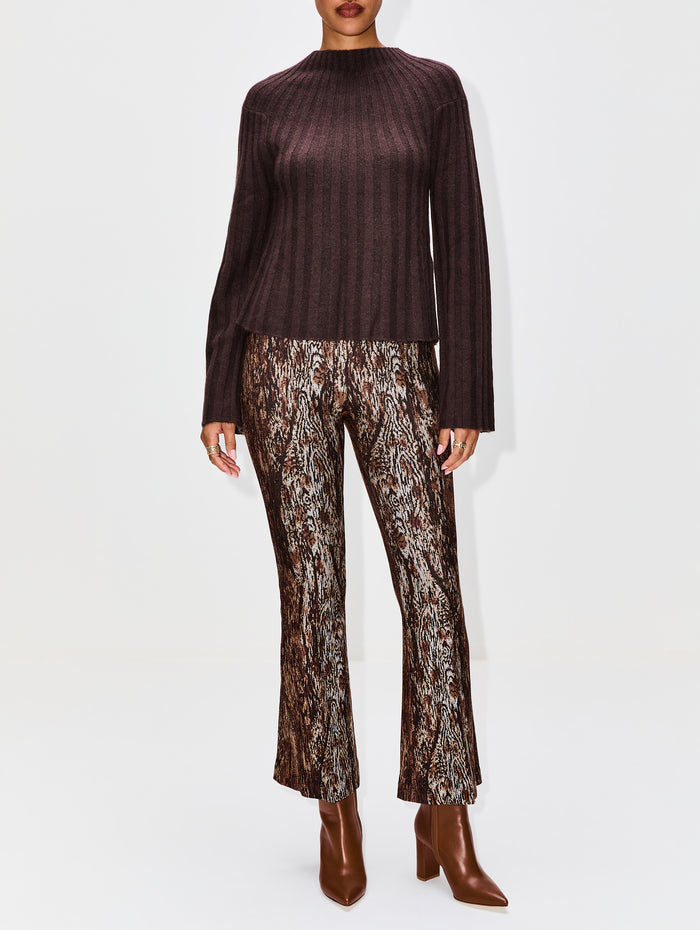 Pull On Cropped Flare Pant,ROSETTA GETTY,BROWN,Image 1