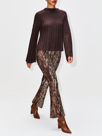 Pull On Cropped Flare Pant,ROSETTA GETTY,BROWN,Image 3
