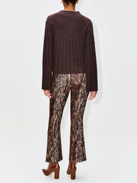 Pull On Cropped Flare Pant,ROSETTA GETTY,BROWN,Image 4