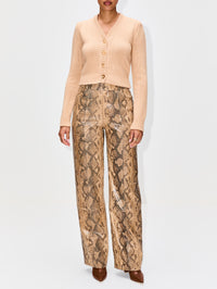 Loose Leather Pant,ZEYNEP ARCAY,CAMEL SNAKE,Image 2