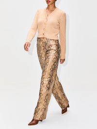 Loose Leather Pant,ZEYNEP ARCAY,CAMEL SNAKE,Image 3