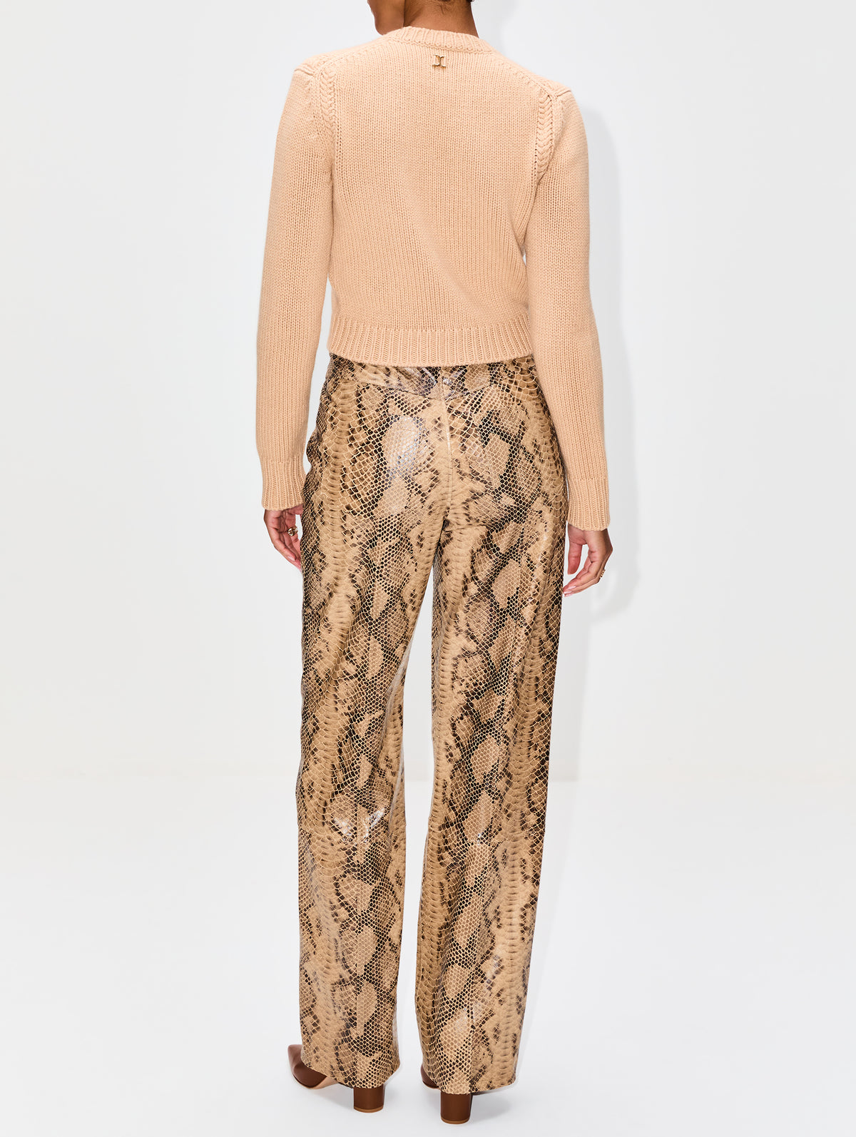 Loose Leather Pant,ZEYNEP ARCAY,CAMEL SNAKE,Image 4