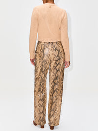 Loose Leather Pant,ZEYNEP ARCAY,CAMEL SNAKE,Image 4