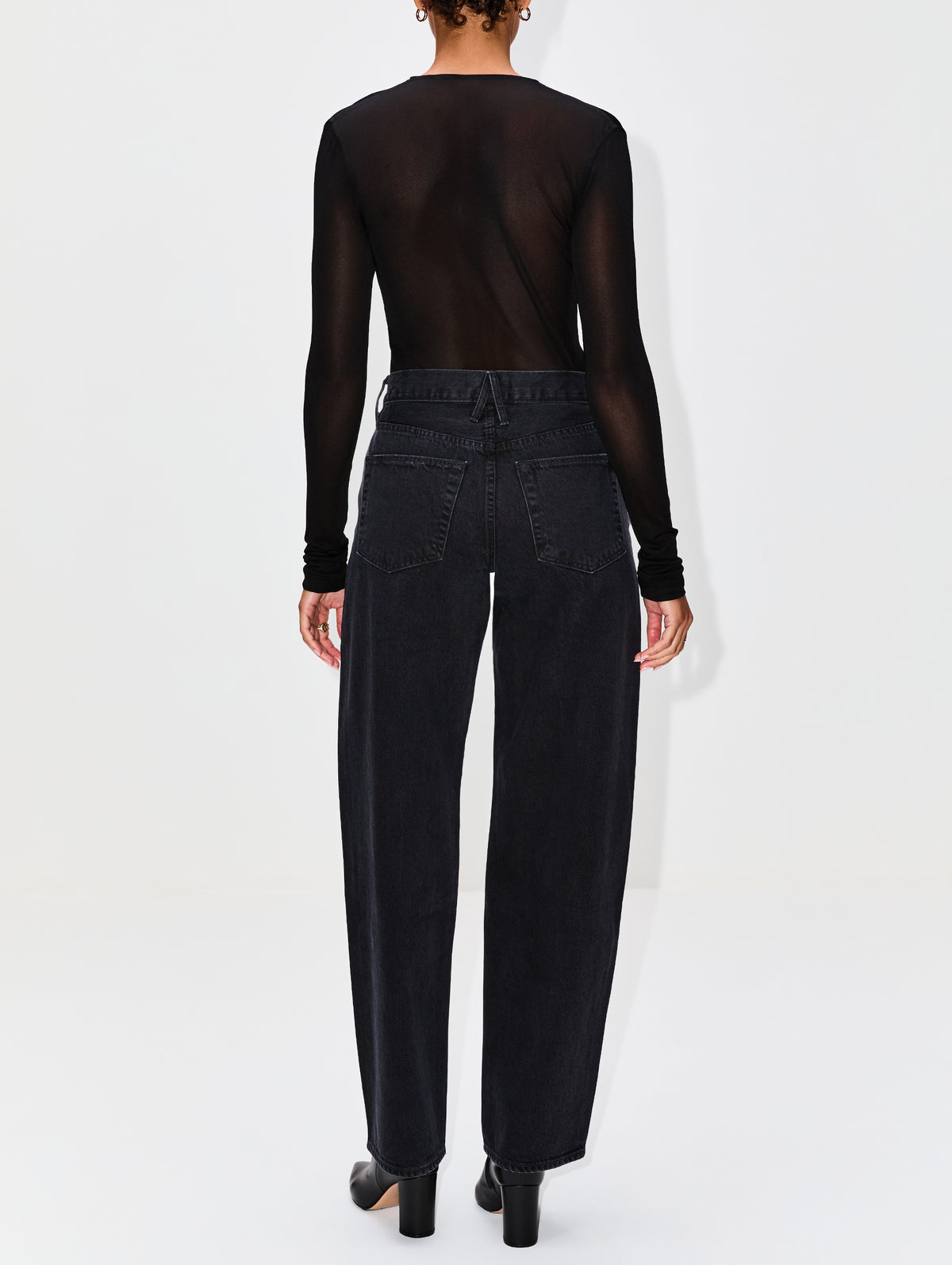 Draped V Neck Top,TOTÉME,BLACK,Image 3