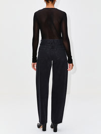 Draped V Neck Top,TOTÉME,BLACK,Image 3