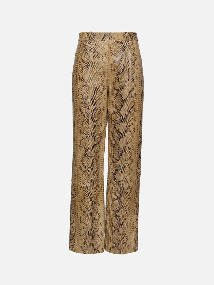 Loose Leather Pant,ZEYNEP ARCAY,CAMEL SNAKE,Image 1