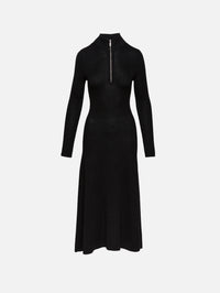 Ribbed Zip Up Turtleneck Dress,ROSETTA GETTY,CAMEL,Image 1