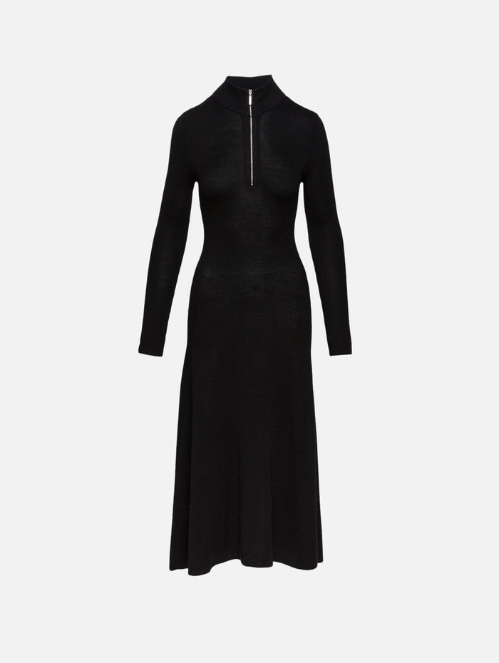 Ribbed Zip Up Turtleneck Dress,ROSETTA GETTY,CAMEL,Image 1