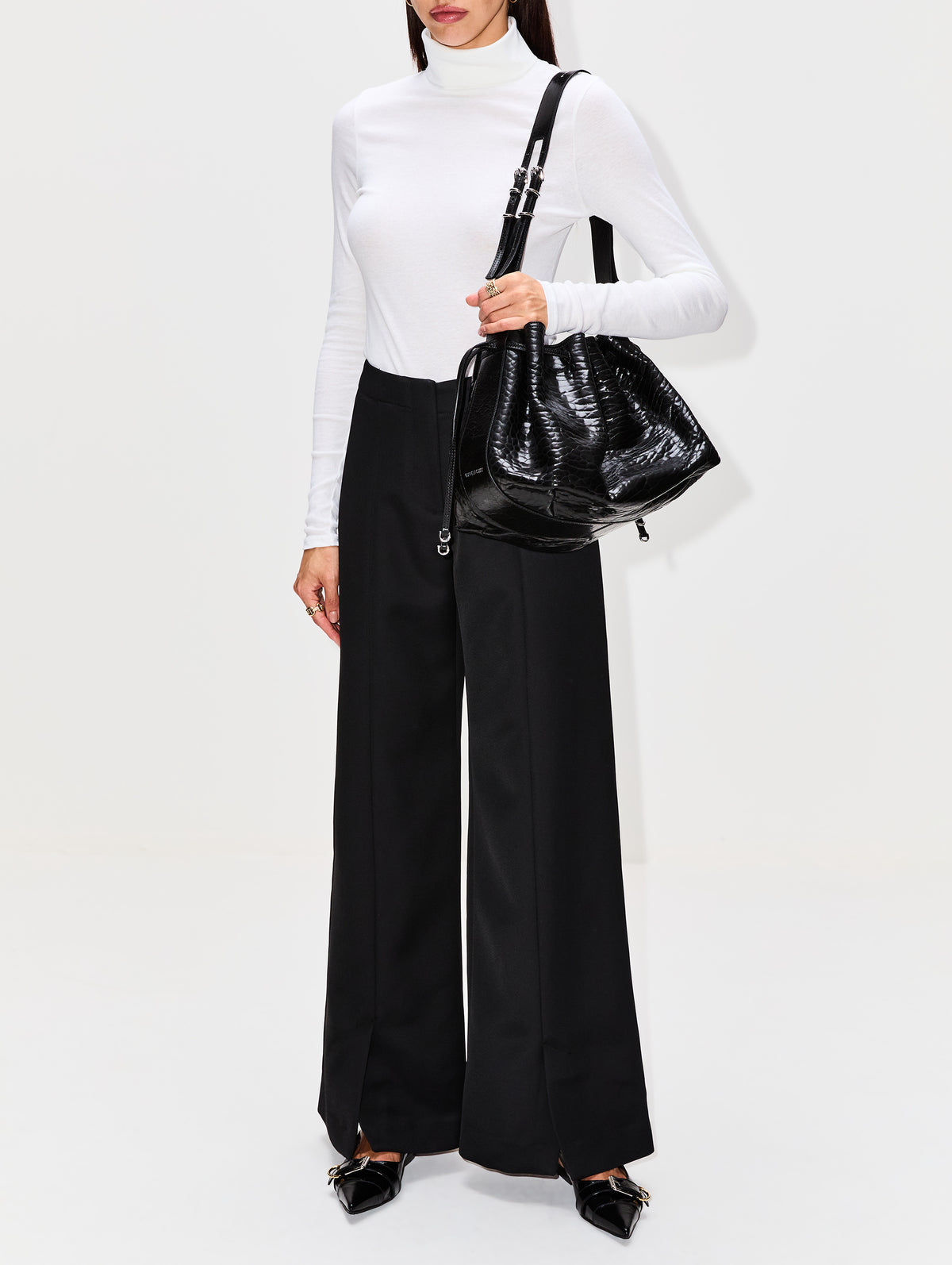 Vent Hem Pant,ROSETTA GETTY,BLACK,Image 2