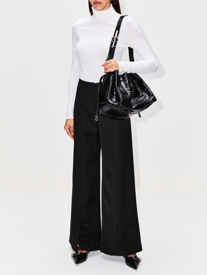 Vent Hem Pant,ROSETTA GETTY,BLACK,Image 1