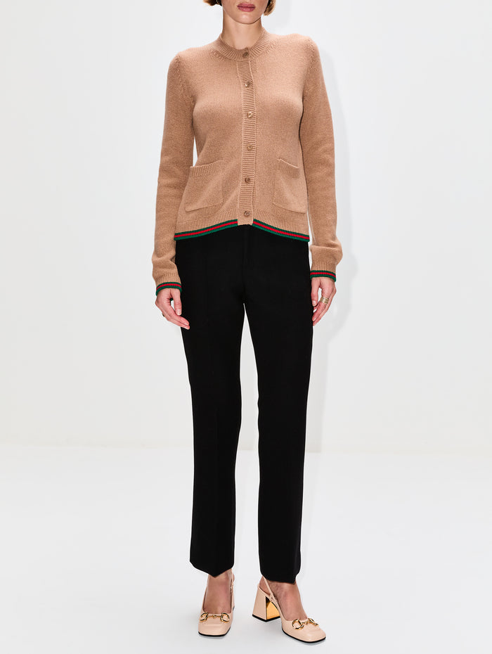 Knit Cardigan,GUCCI,CAMEL/GREEN,Image 1