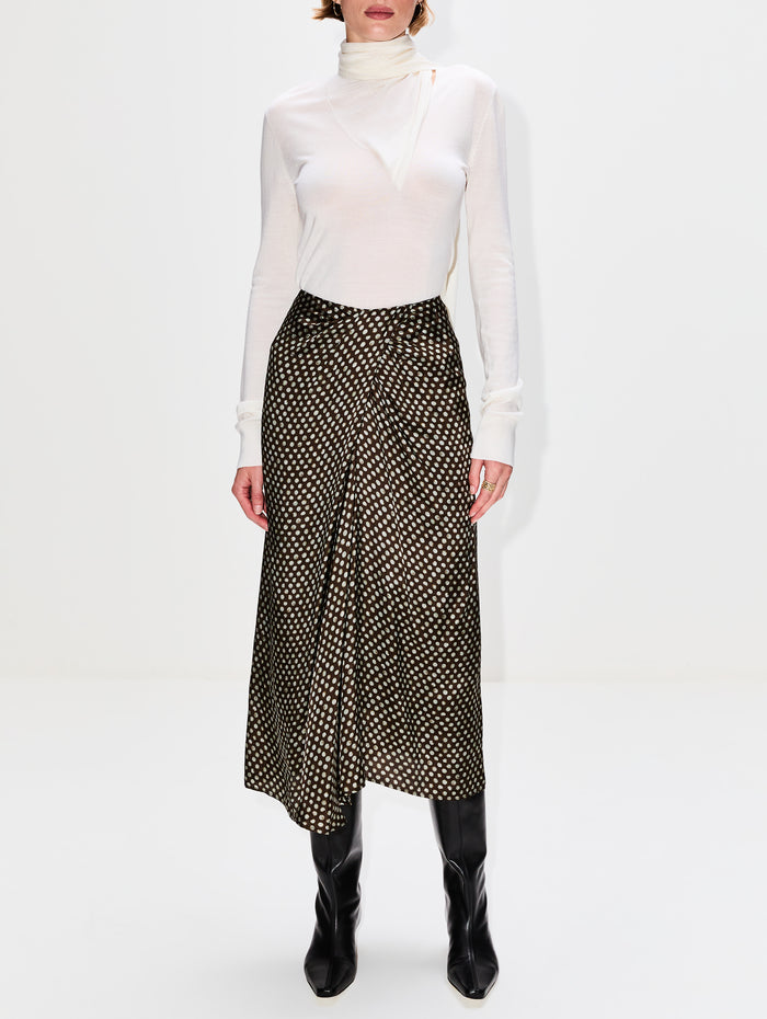 Sampa Skirt,DRIES VAN NOTEN,DARK BROWN,Image 1