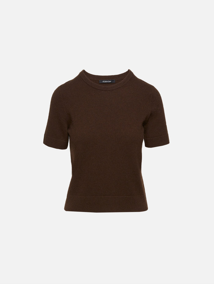 Dixie Short Sleeve Sweater,ELYSEWALKER LABEL,CACAO BROWN,Image 1