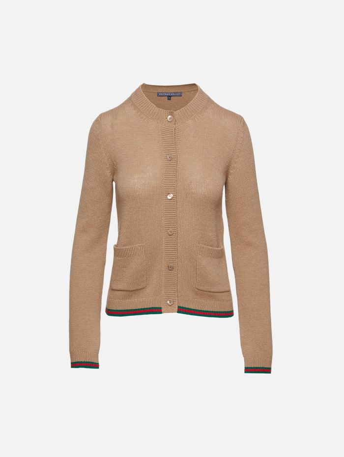 Knit Cardigan,GUCCI,CAMEL/GREEN,Image 1