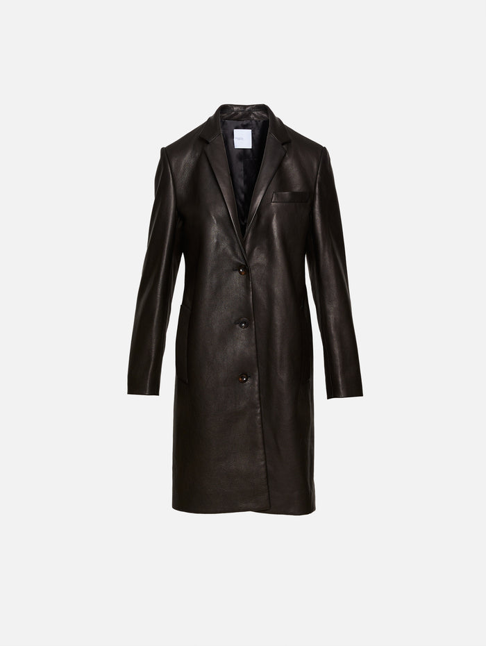 Tailored Leather Coat,ROSETTA GETTY,BLACK,Image 1