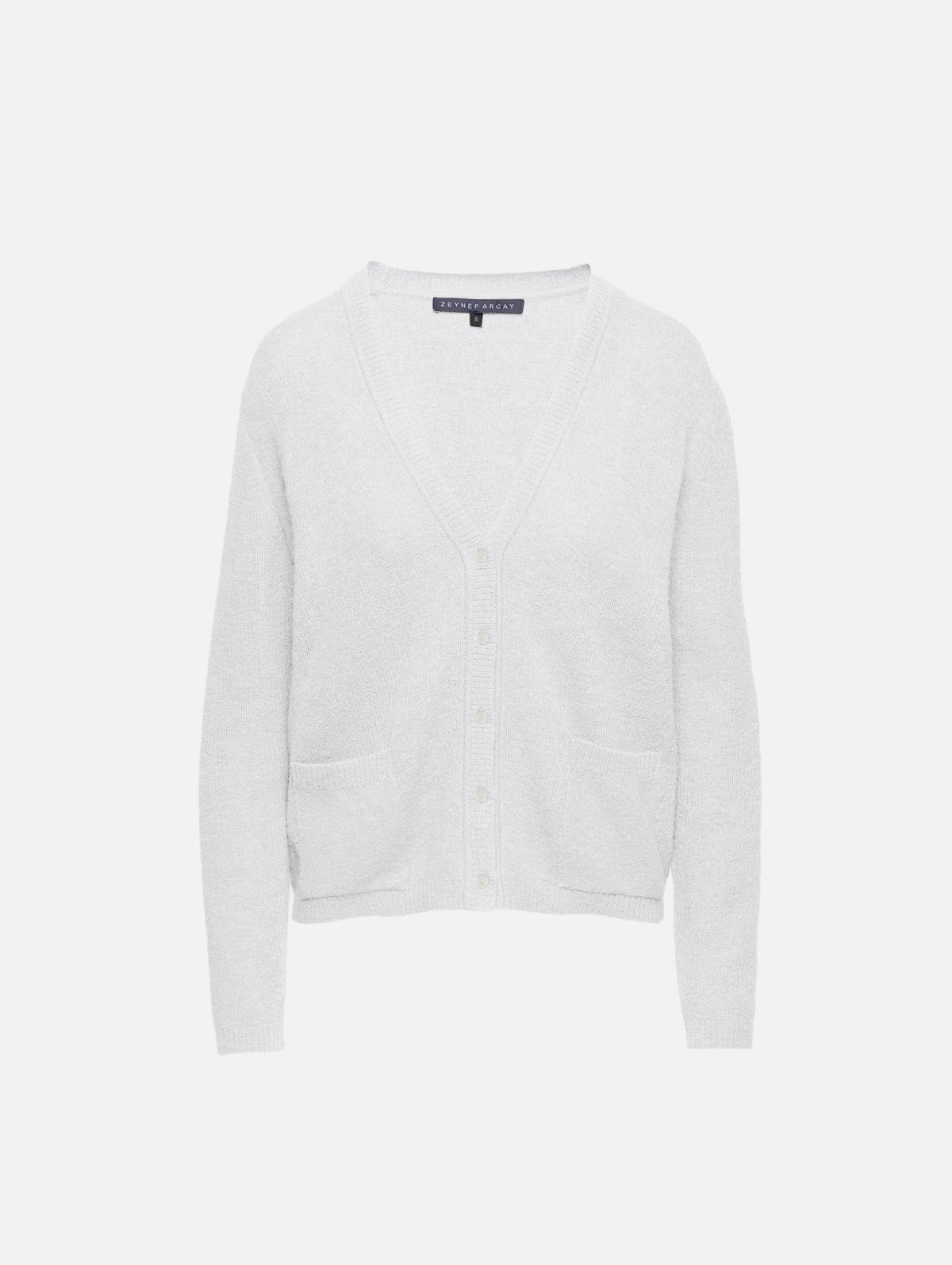 Soft Touch V Neck Cardigan,ZEYNEP ARCAY,OFF WHITE,Image 4