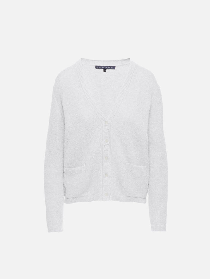 Soft Touch V Neck Cardigan,ZEYNEP ARCAY,OFF WHITE,Image 1
