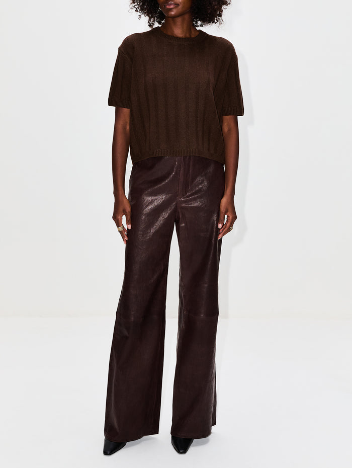 Duke Boxy Sweater,ELYSEWALKER LABEL,CACAO BROWN,Image 1