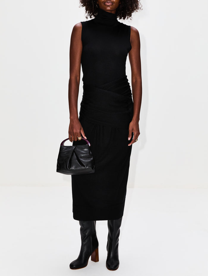 Draped Knit Dress,TOTÉME,BLACK,Image 1
