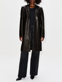 Tailored Leather Coat,ROSETTA GETTY,BLACK,Image 2