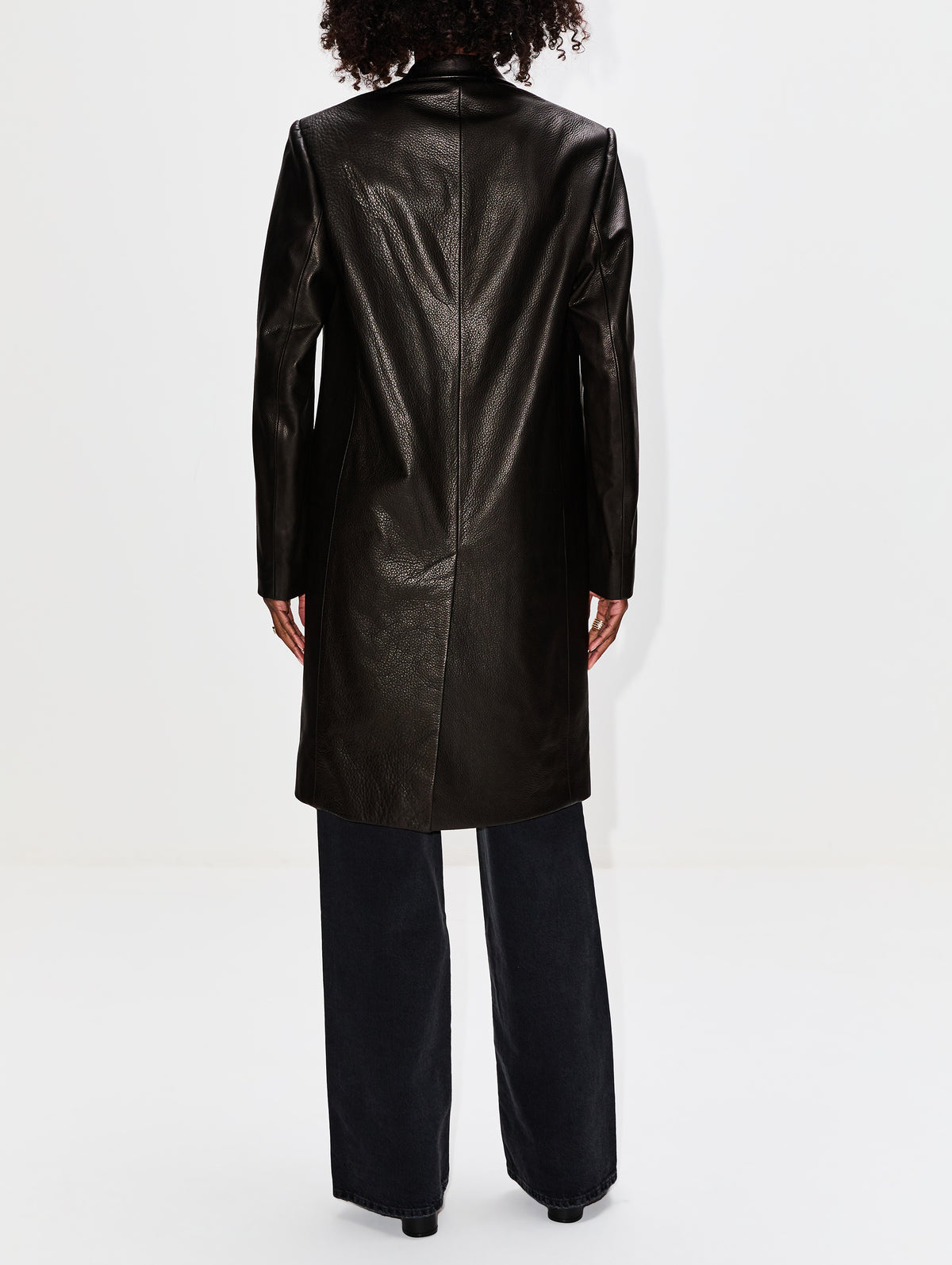 Tailored Leather Coat,ROSETTA GETTY,BLACK,Image 3